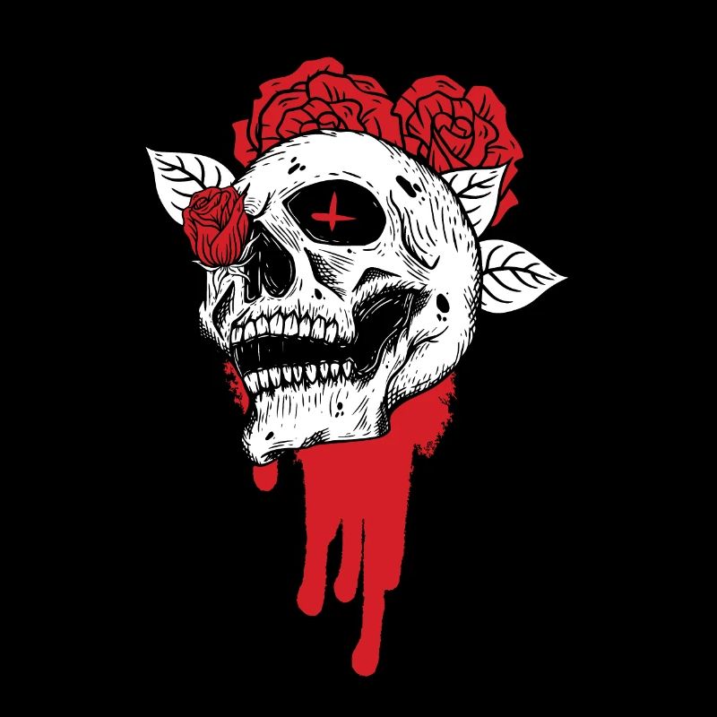 Totenköpfe und Rosen Gothic Knochen Skelett Tod