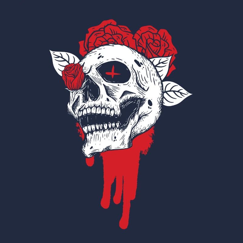 Totenköpfe und Rosen Gothic Knochen Skelett Tod