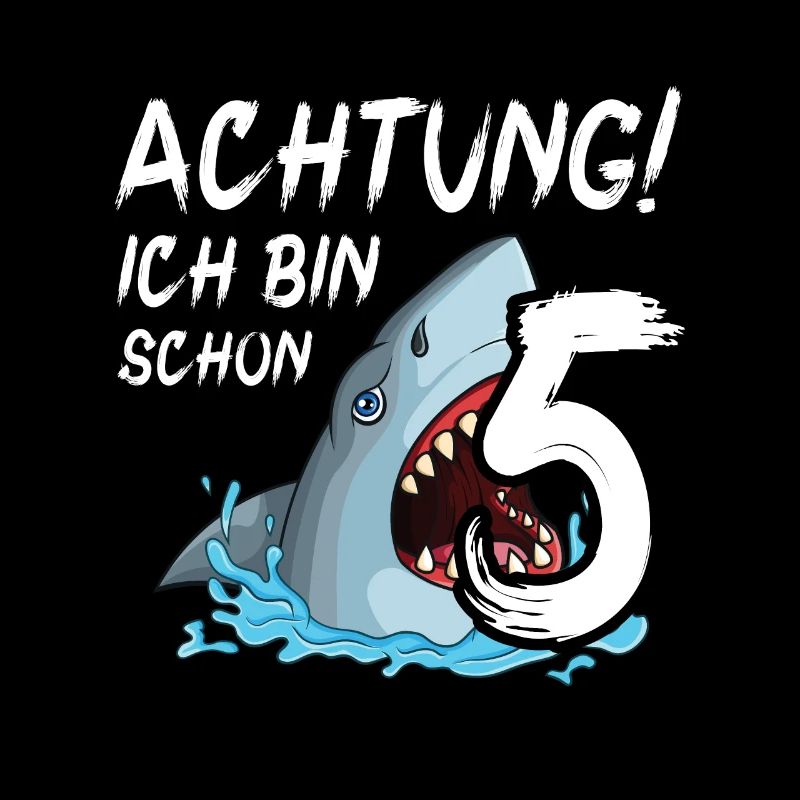 Achtung ich bin schon 5. Kindergeburtstag Hai