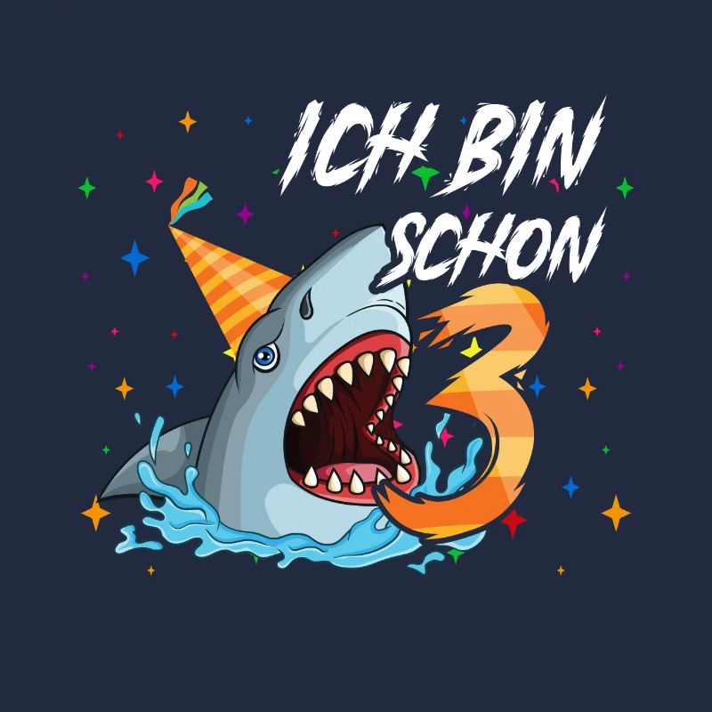 Ich bin schon 3. Kindergeburtstag Hai