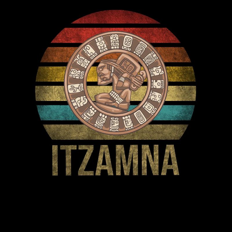 Mayan Calender Maya Itzamna Retro Sunset