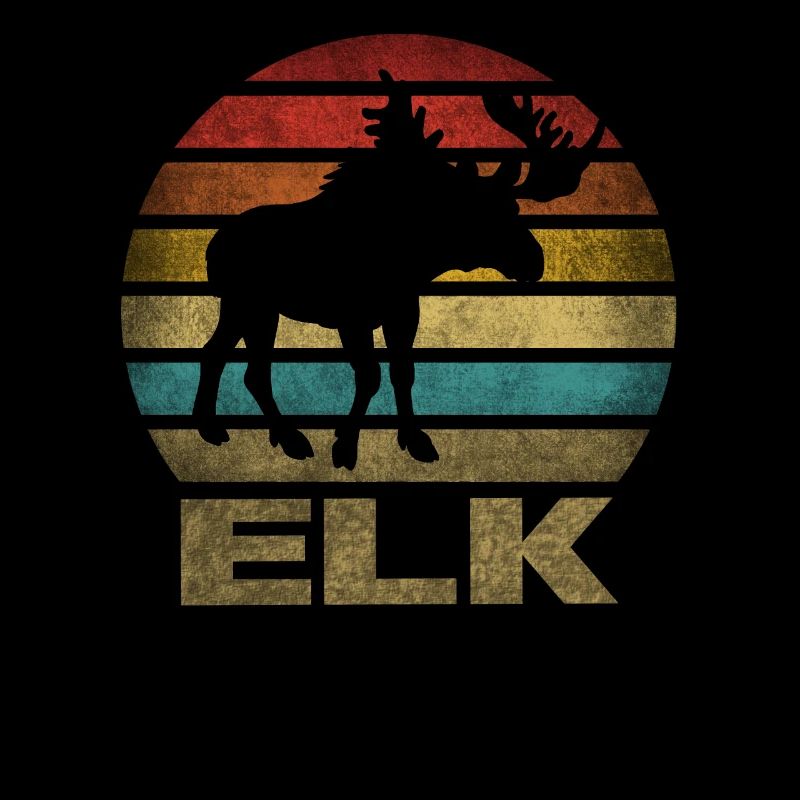 Moose Elk Deer Animal Retro Sunset