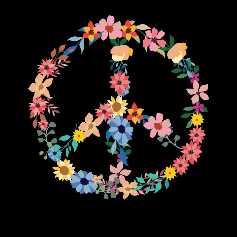 Peace Peacezeichen Flower Power Hippie Blumen bunt