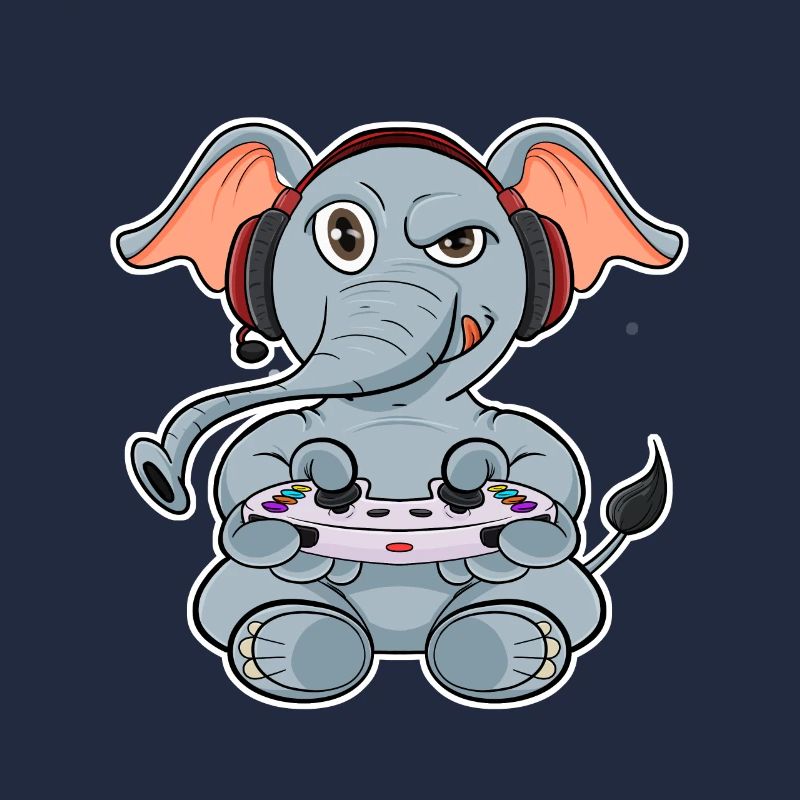 Elephant With Gaming Controller I Funny Gaming I