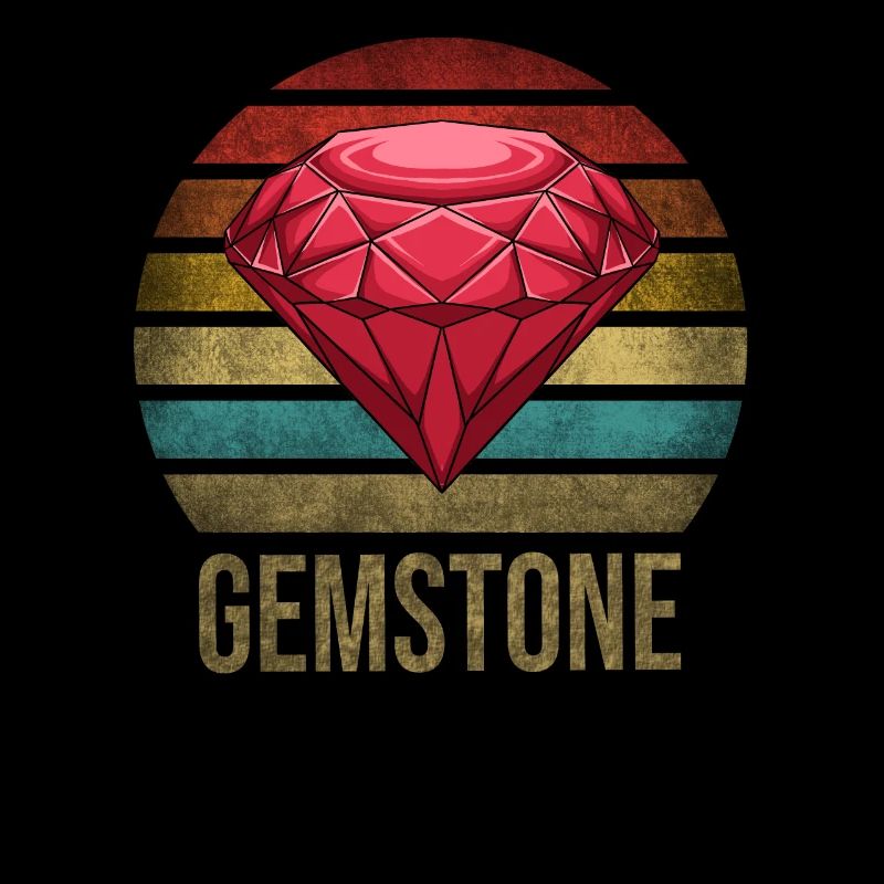 Ruby Gemstone Retro Sunset