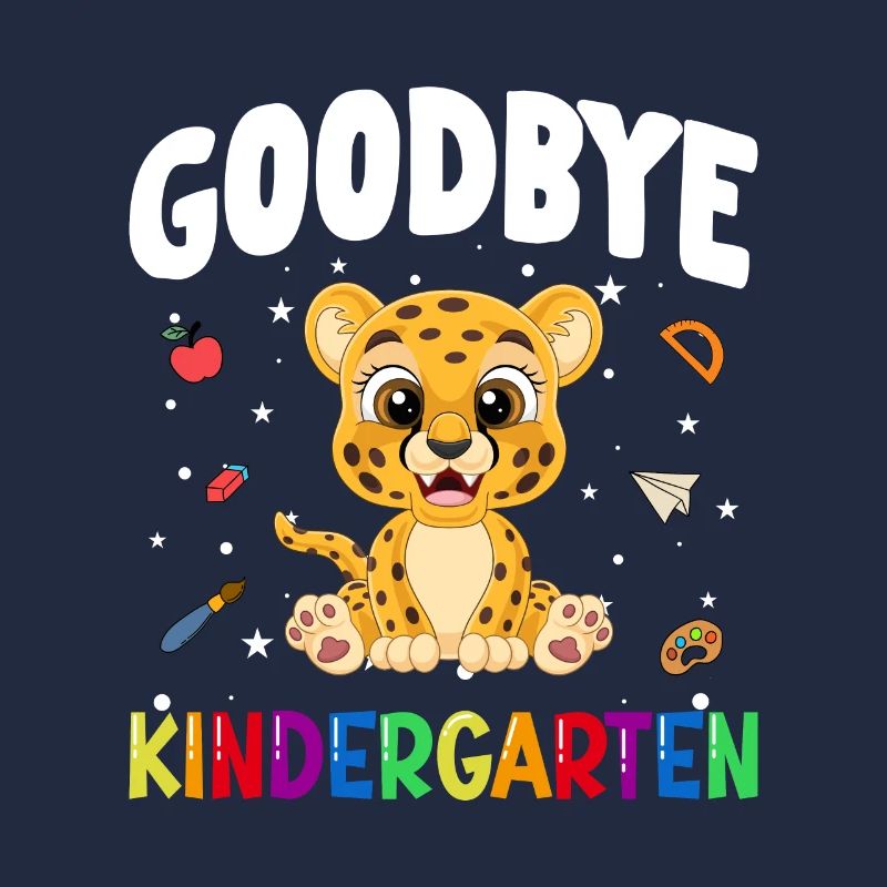 Goodbye Kindergarten Leopard Einschulung Schule
