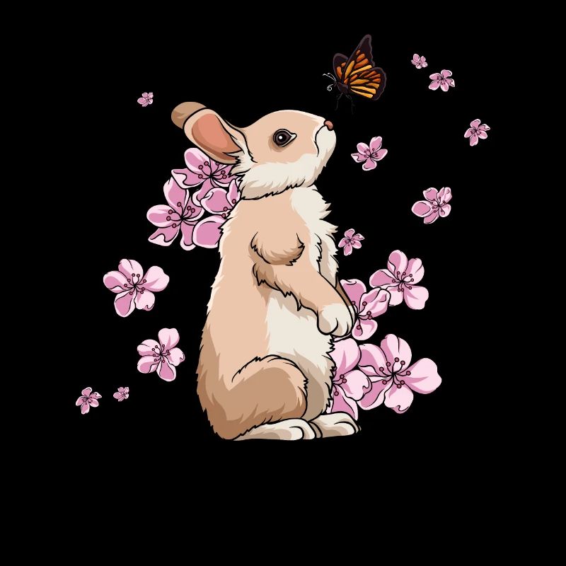Lapin japonais en fleurs de cerisier