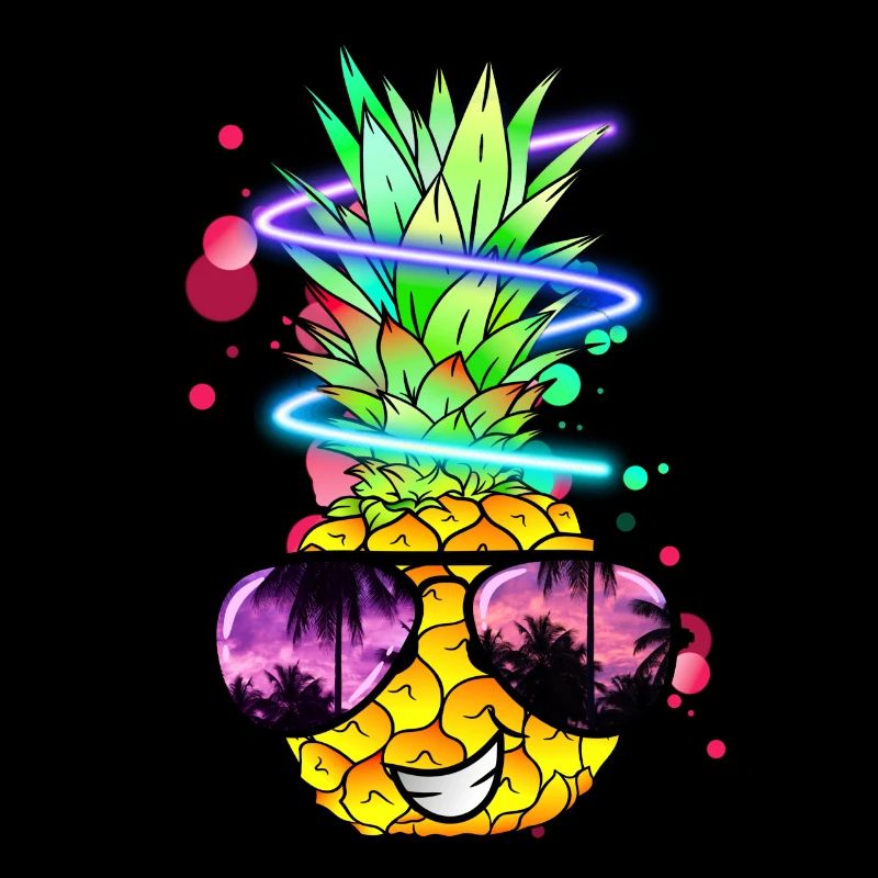 cool pineapple with neon spiral
