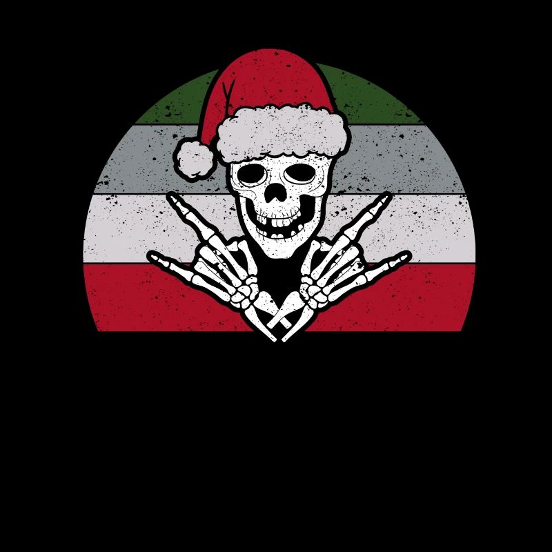 Skelett Weihnachtsmann Mütze Rock And Roll Hand