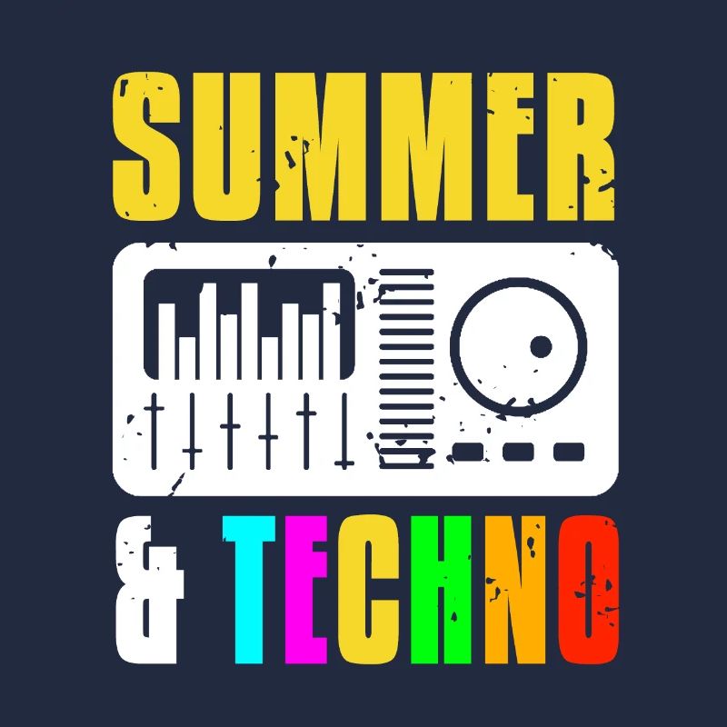 Retro Vintage Summer & TECHNO Cool Techno DJ