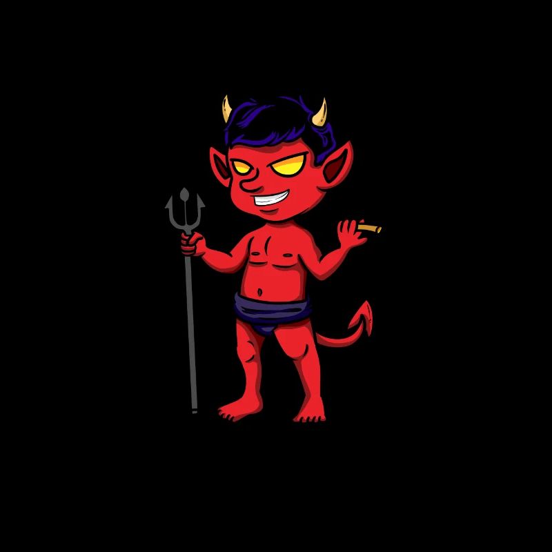 Devil Red Blue Hair Cigar Trident