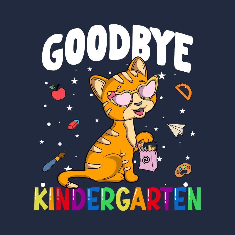 Goodbye Kindergarten Kätzchen Einschulung Schule