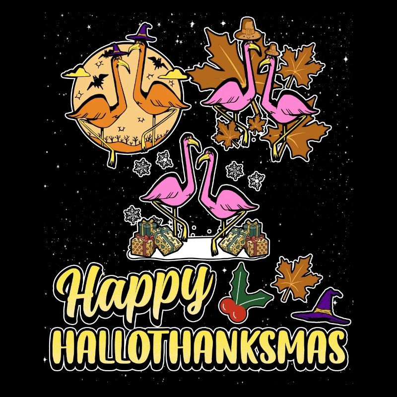 Hellothanksmas Flamingo Halloween Noël