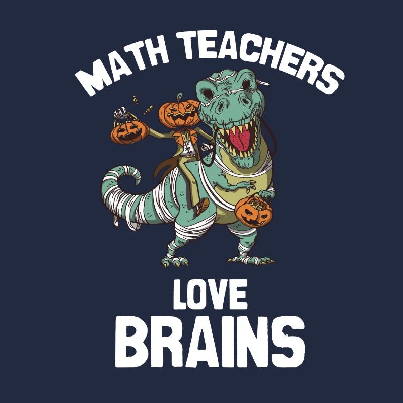Halloween Dinosaurier mit Kürbis und Lehrerspruch