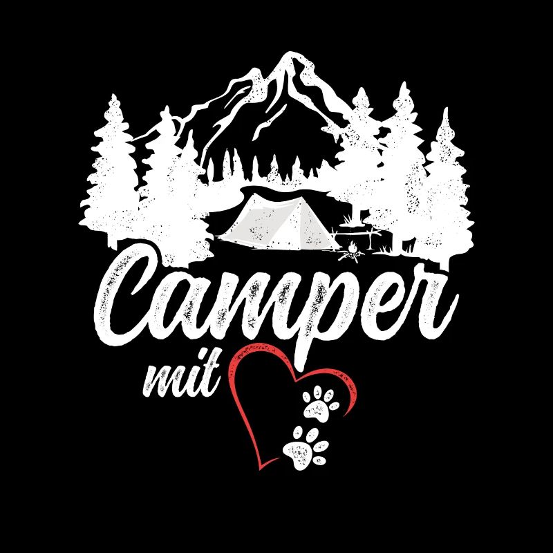 Camper mit Herz und Pfoten Hund Camping