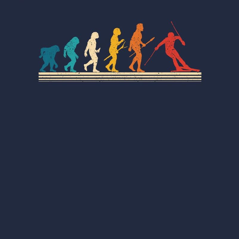 Skifahren Evolution des Menschen Lustige Ski