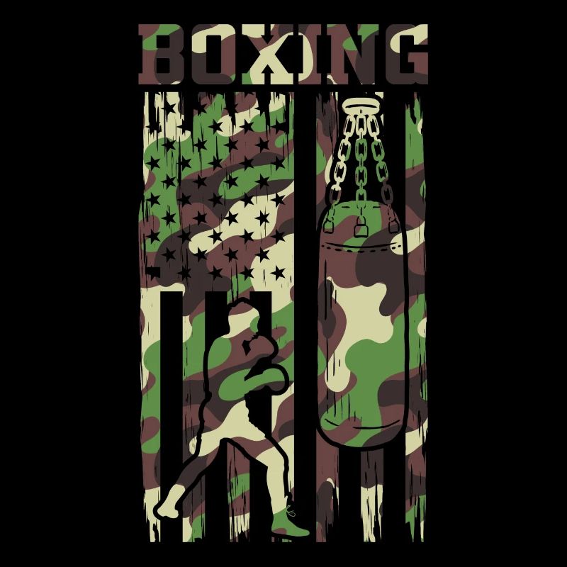 Camouflage Boxe Amérique Flag Arts Martiaux Boxe