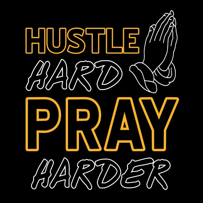 Hustle Hard Pray Harder Retro Line Art Designs