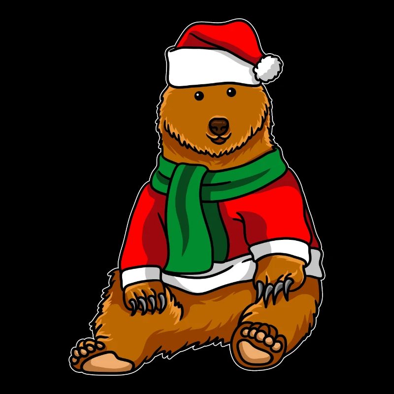 Ours brun en costume de Noël