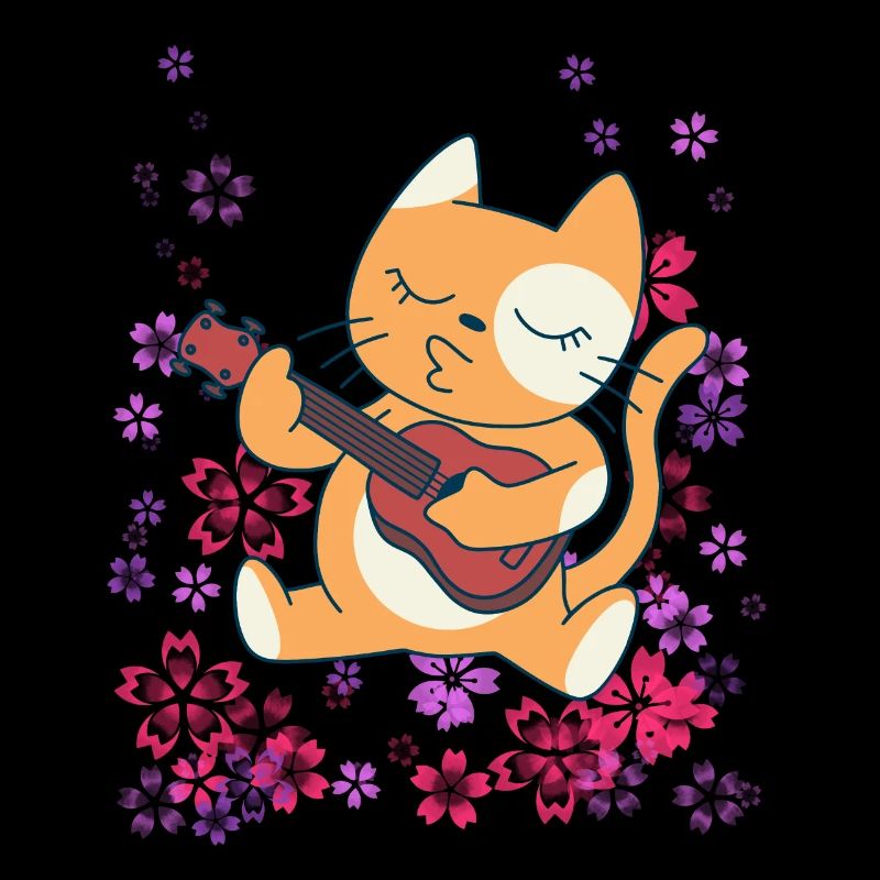Cat plays guitar