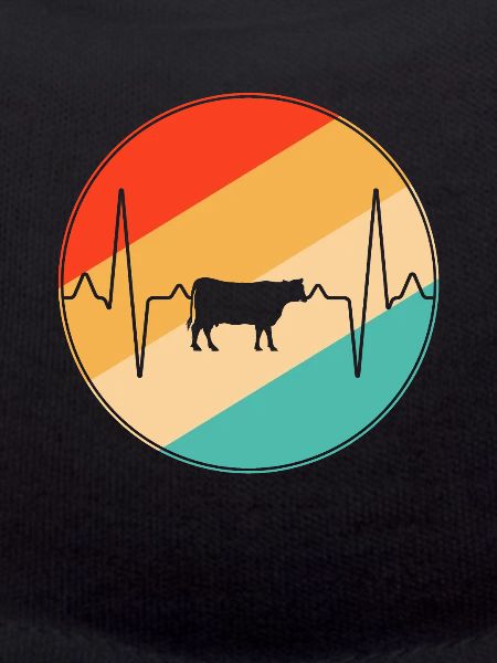 Cow Beef Retro Heartbeat