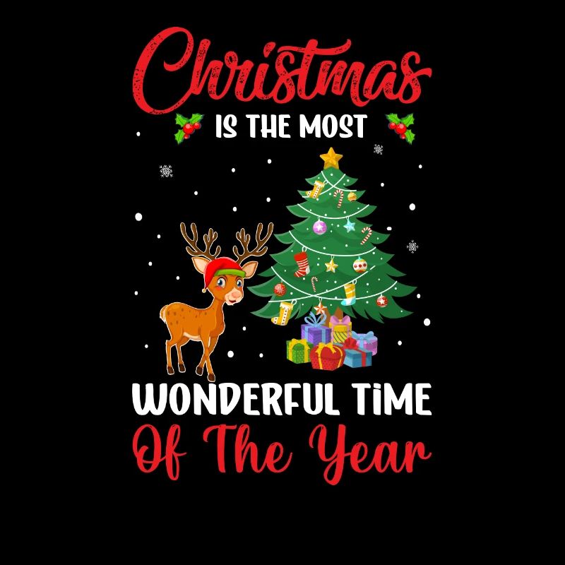 Christmas design with reindeer and tree