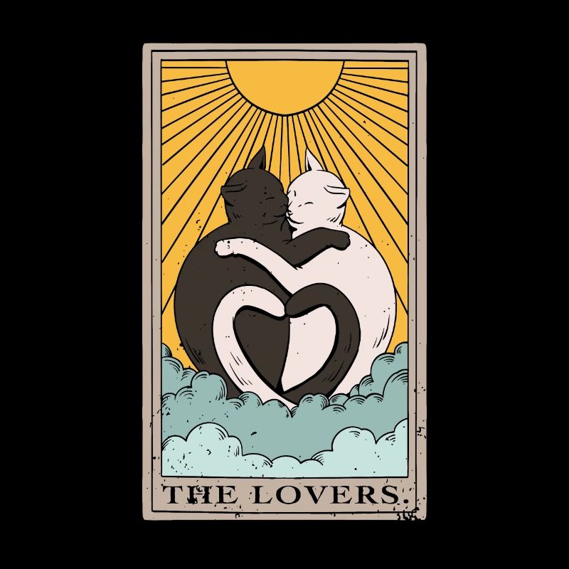 Conception de carte de tarot Cat The Lovers pour un tarot
