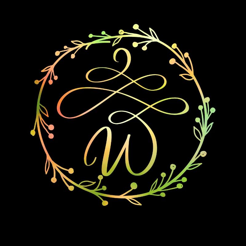 Monogramme, lettre W, ornement de calligraphie