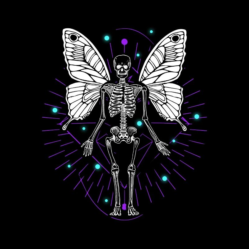Skeleton Butterfly Dripping Skull Goth