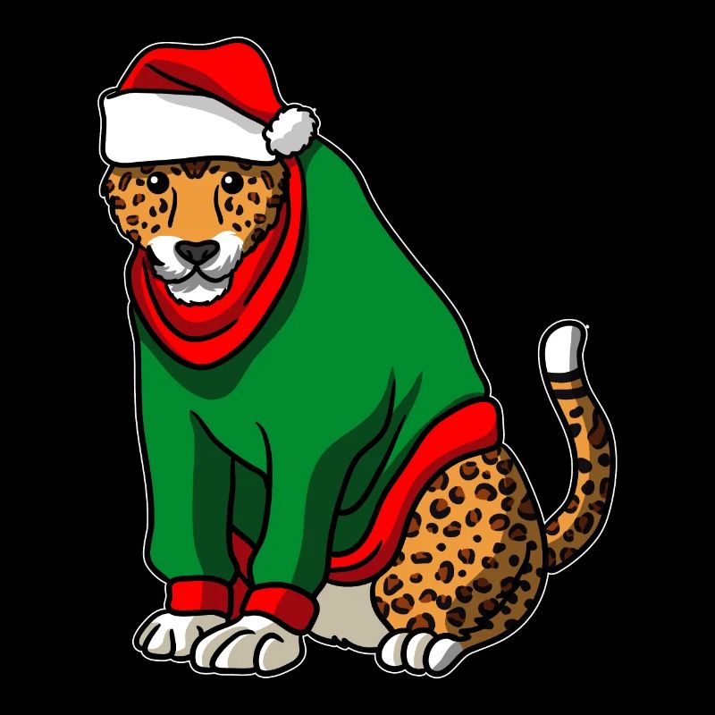 Léopard en costume de Noël