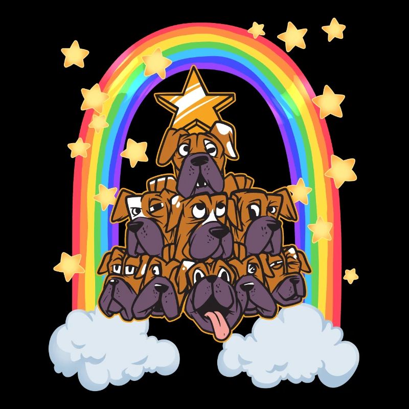 Chien Noël arbre de Noël arc-en-ciel