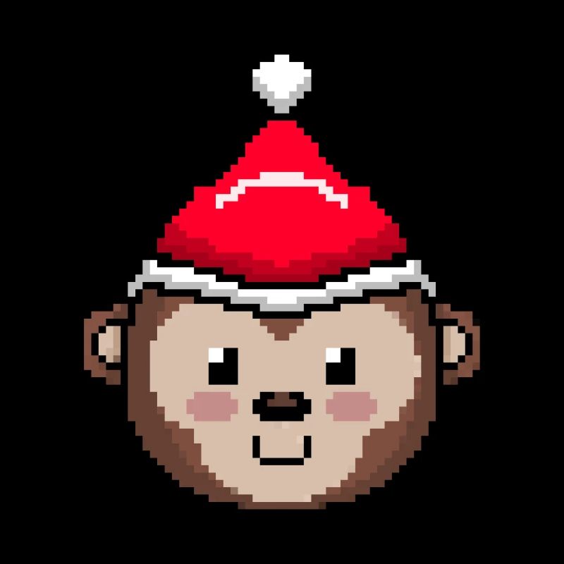 Monkey pixelated Christmas - Funny monkey Xmas
