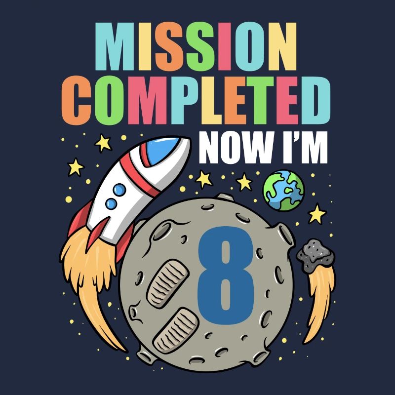 Space Birthday 8 Astronaut Planets Rocket Ship