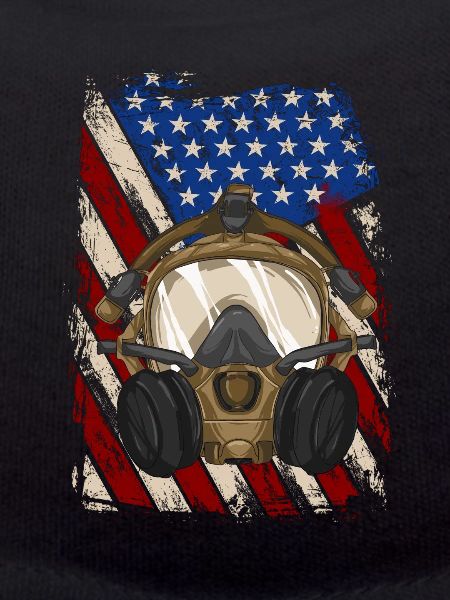 USA-Flagge mit Gasmaske - Schädlingsbekämpfung