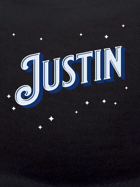 Justin's name personalized