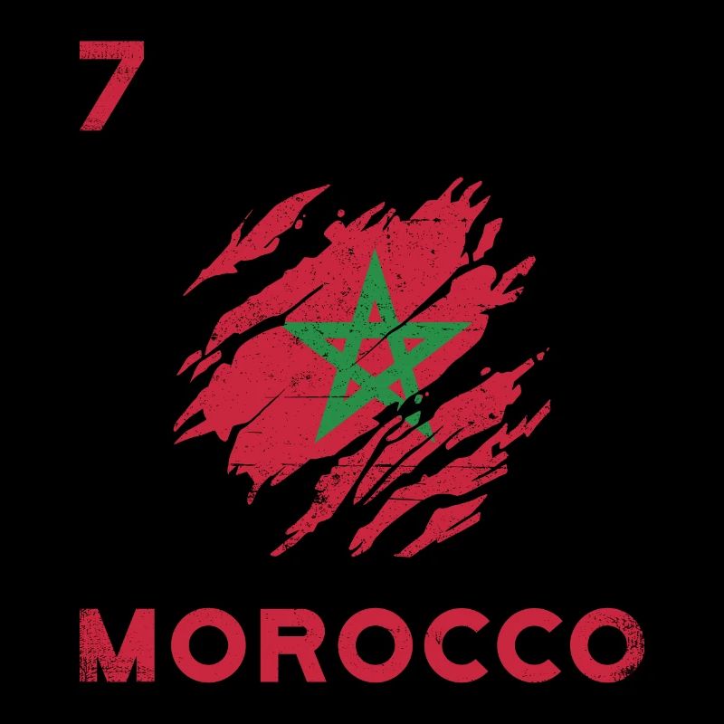 Fan de l’équipe de football numéro 7 du drapeau du Maroc