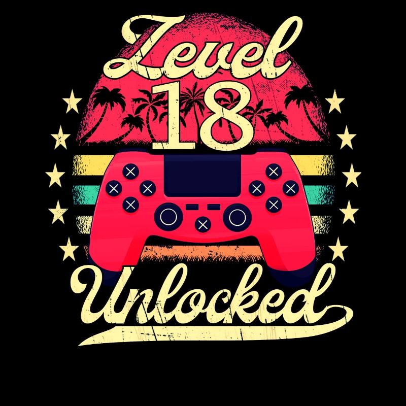 Level 18 Unlocked Männer Gamer Geburtstag Level