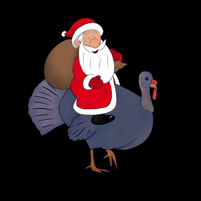 Le Père Noël chevauche une dinde Joyeux Noël