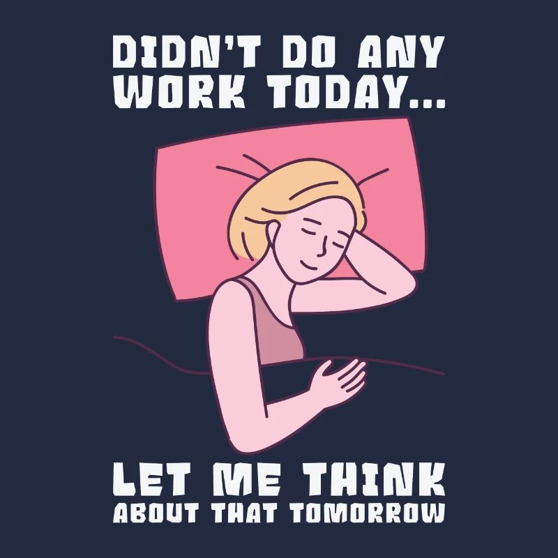 Procrastinator Work Sleeping Line Art Drawing