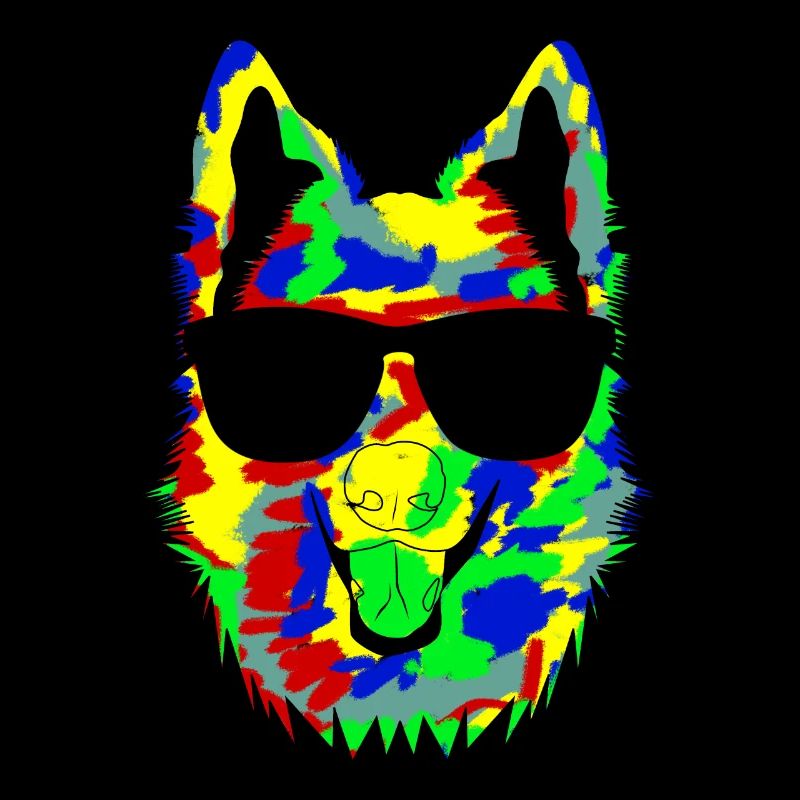 Chien de berger blanc avec lunettes de soleil