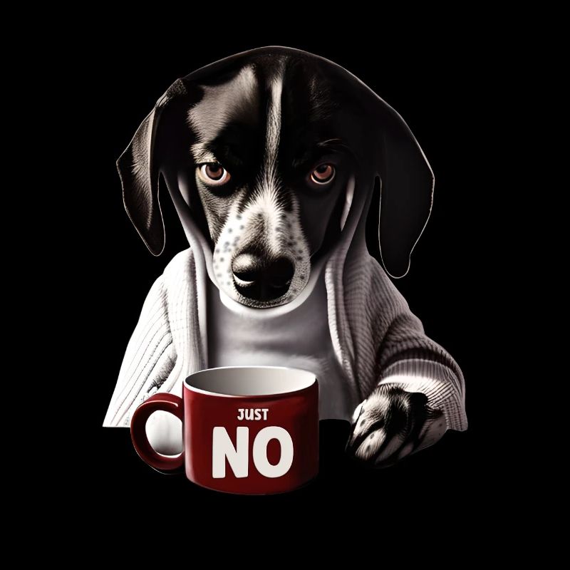 Süßer Hund im Pyjama sagt Nein