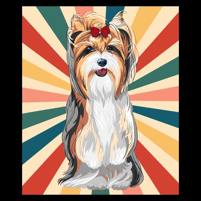 Mignon Yorkshire Terrier Race de chien 80s 90s Rétro