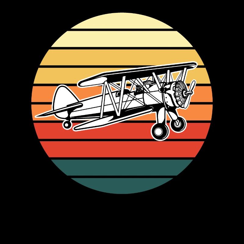 Doppeldecker Flugzeug Pilot Retro Vintage Geschenk