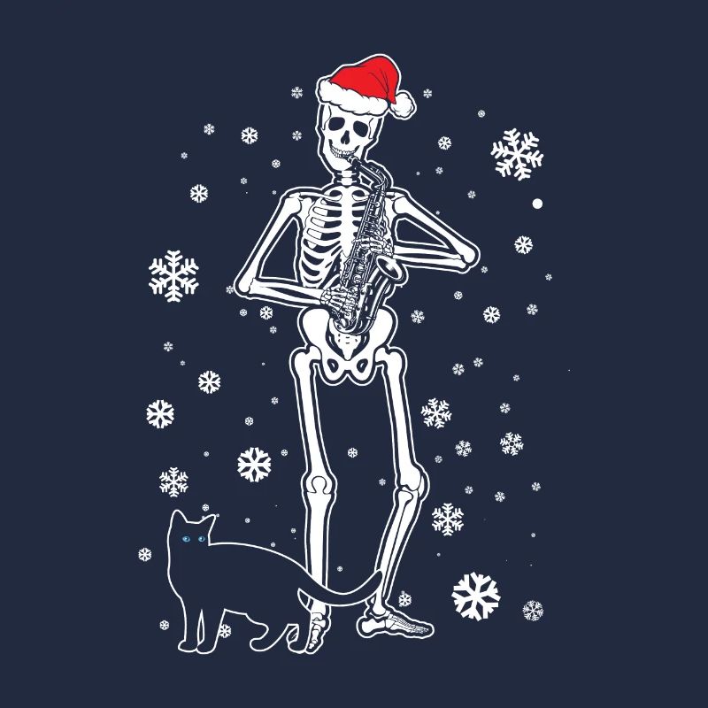 Skeleton Saxophone Cat