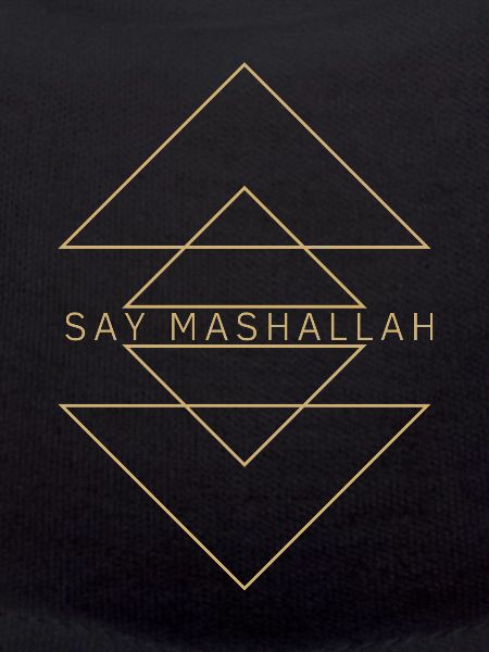 "SAY MASHALLAH", triangles, golden yellow