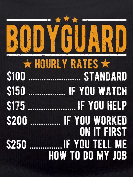 Bodyguard hourly wage