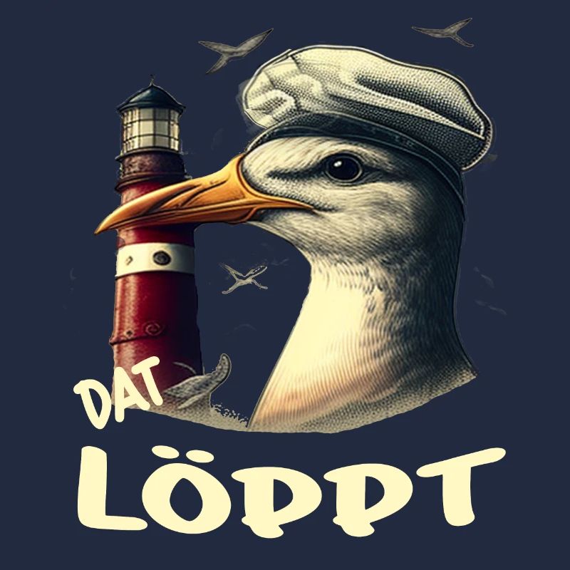 Dat Löppt Möwe Leuchtturm Meer Plattdeutsch Norden