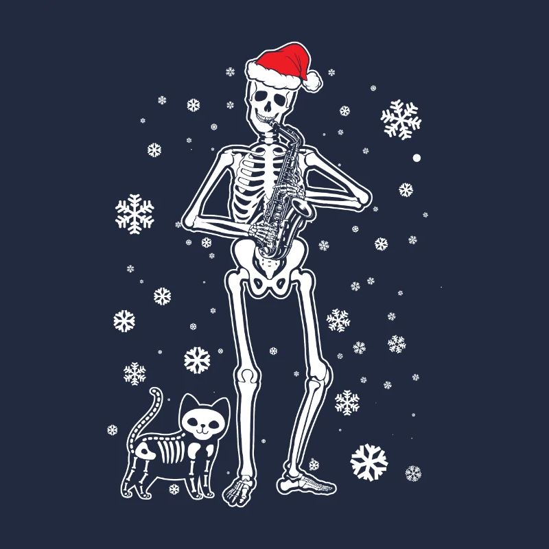 Skeleton Saxophone Cat