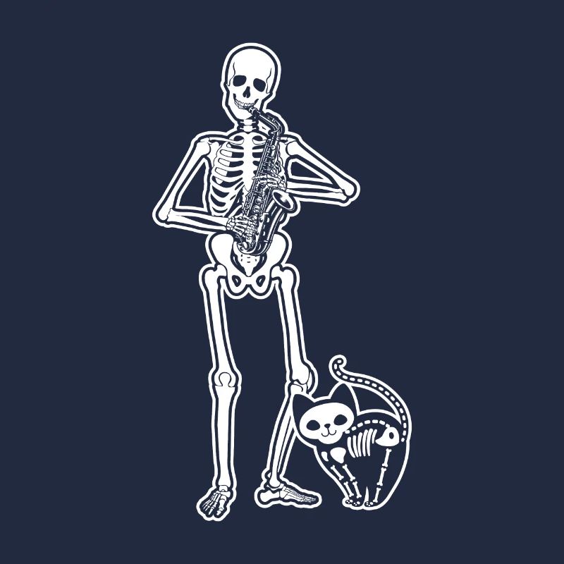 Skeleton Saxophone Cat