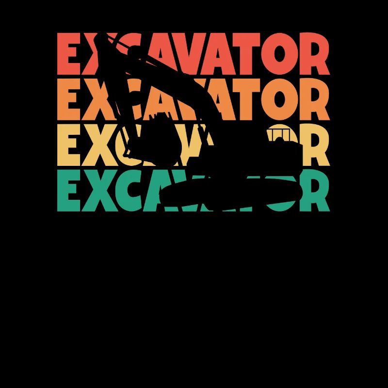 Excavator Retro Text Excavator Seilbagger